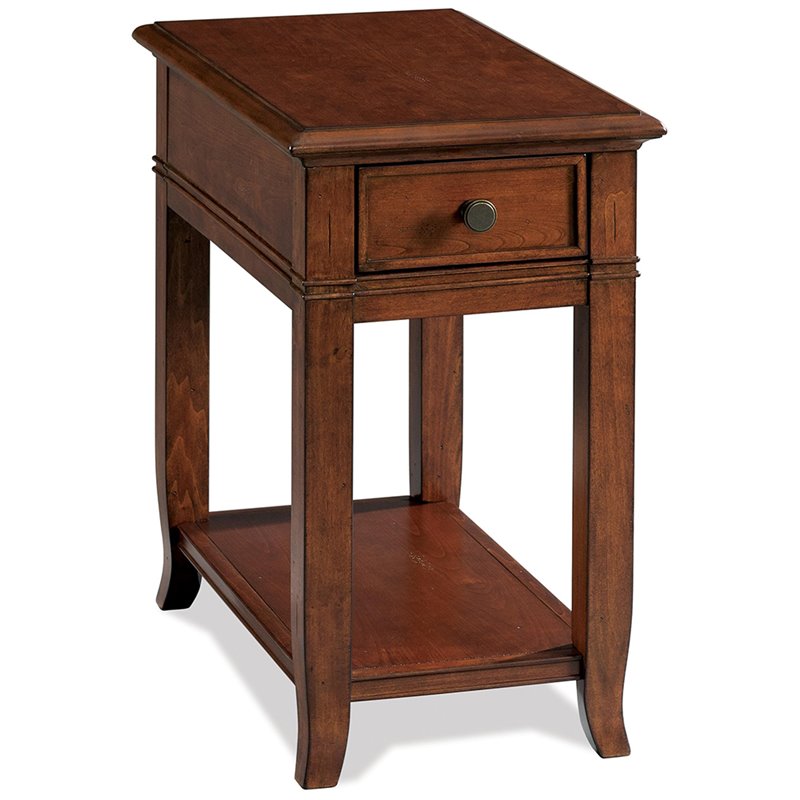 Home Square 1 Drawer End Table in Burnished Cherry - Set of 2