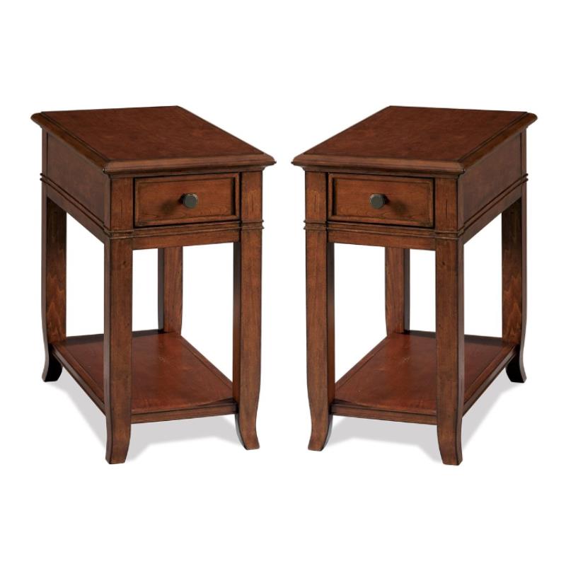 Home Square 1 Drawer End Table in Burnished Cherry - Set of 2