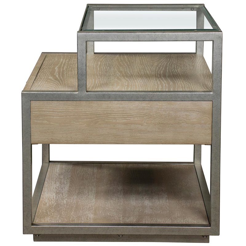 Home Square Refined Glam Side Table in Natural Finish - Set of 2