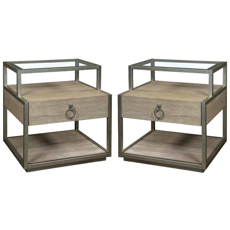 Home Square Refined Glam Side Table in Natural Finish - Set of 2