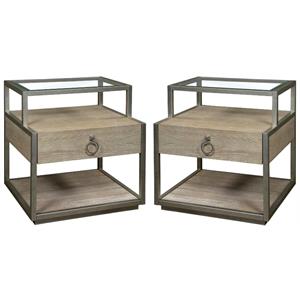 Home Square Refined Glam Side Table in Natural Finish - Set of 2