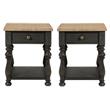 Home Square Side Table in Antique Oak and Matte Black - Set of 2