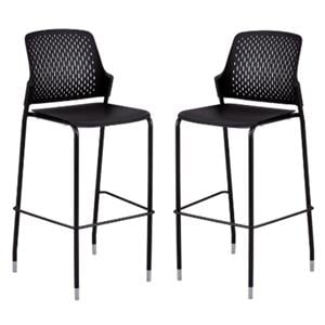 Home Square 46.75&quotH Contemporary Bar Stool in Black - Set of 2