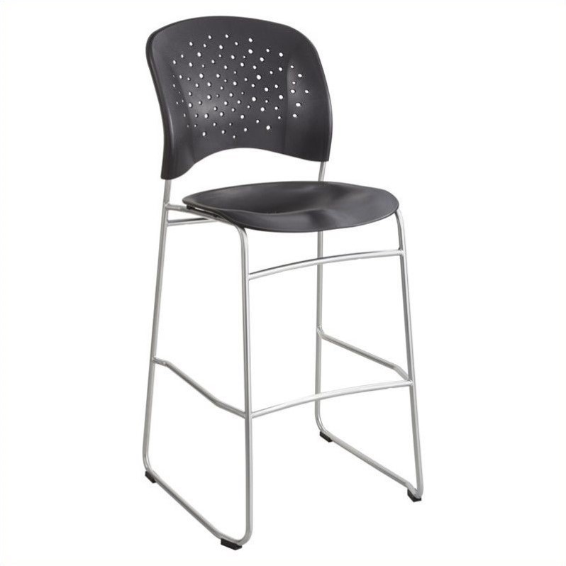 Home Square Sled Base and Round Back Counter Stool in Black Finish - Set of 3