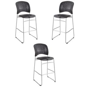 Home Square Sled Base and Round Back Counter Stool in Black Finish - Set of 3