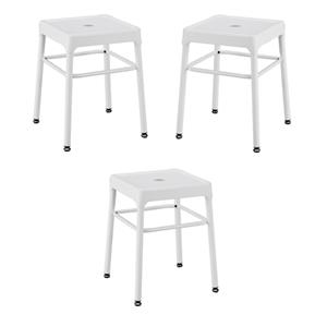 Home Square 18&quot Nylon Steel Backless Guest Stool in White - Set of 3