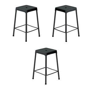 Home Square 25&quotH Steel Backless Counter Stool in Glossy Black - Set of 3
