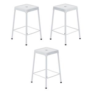 Home Square 25&quot Steel Backless Counter Stool in Glossy White - Set of 3