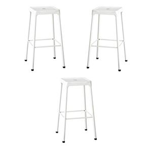 Home Square 29&quot Steel Backless Bar Stool in Glossy White - Set of 3
