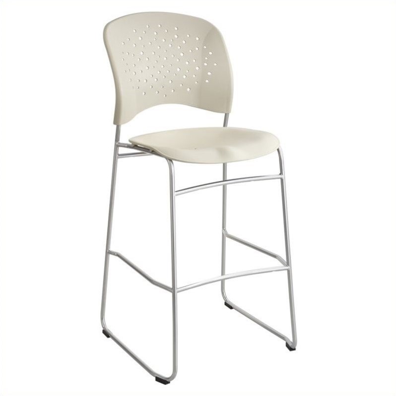 Home Square Sled Base and Round Back Counter Stool in Latte - Set of 3