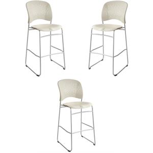 Home Square Sled Base and Round Back Counter Stool in Latte - Set of 3