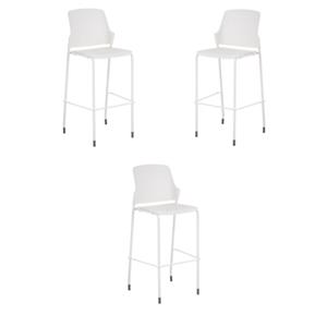 Home Square 46.75&quotH Contemporary Bar Stool in White - Set of 3