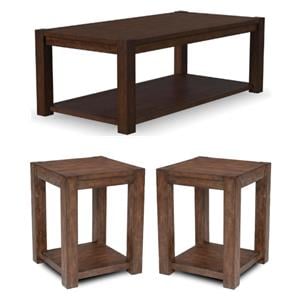 Home Square 3-Piece Set with Coffee Table and 2 Chairside Tables in Brown