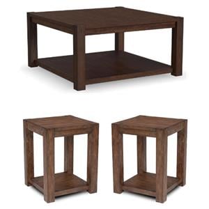 Home Square 3-Piece Set with Coffee Table with Casters and 2 Chairside Tables