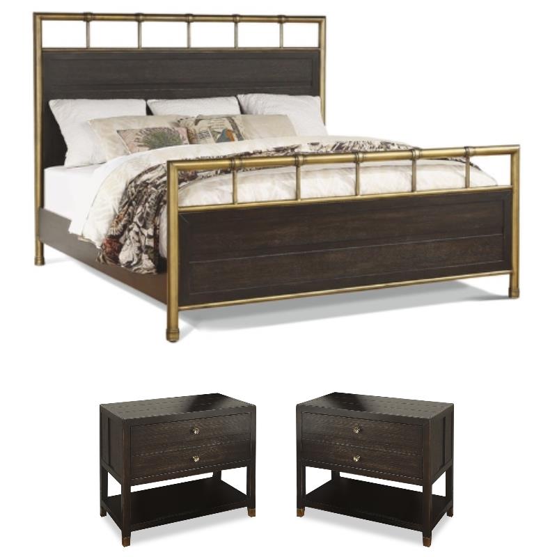 Home Square 3-Piece Set with Queen Bed and 2 Nightstands in Dark Brown