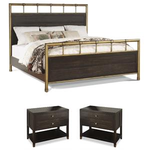 home square 3-piece set with queen bed and 2 nightstands in dark brown