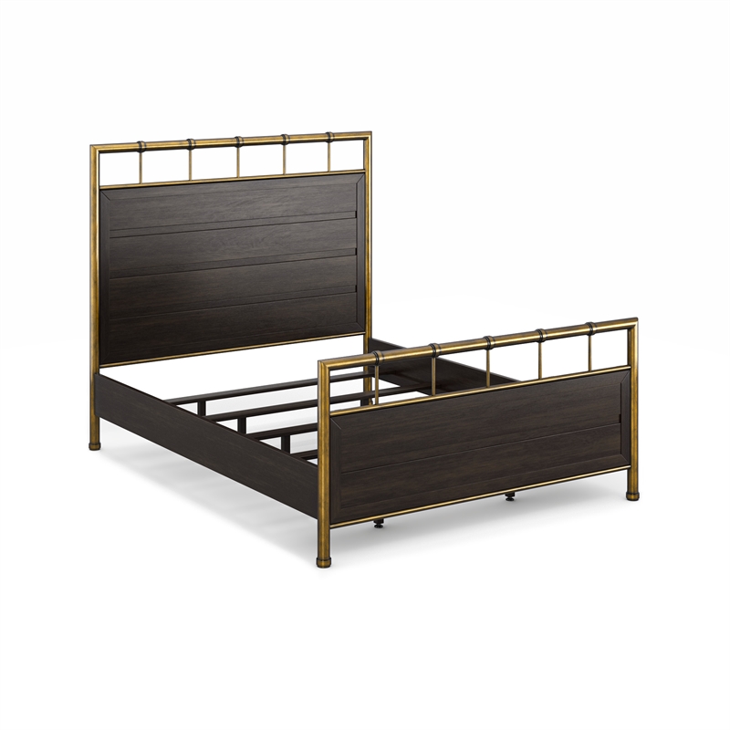 Home Square 2-Piece Set with Queen Framed Bed and Nightstand in Dark Brown