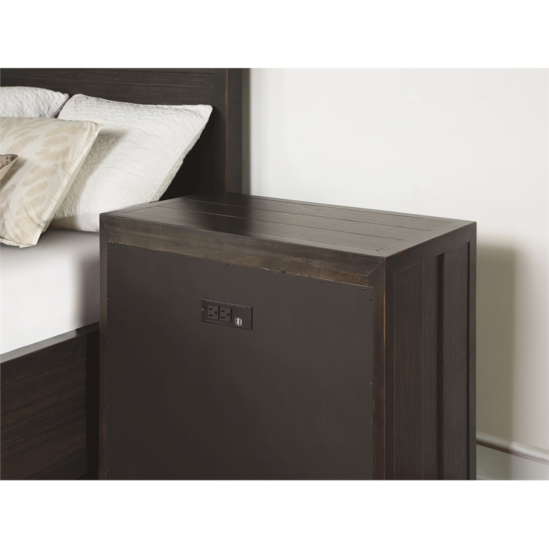Home Square 2-Piece Set with Queen Framed Bed and Nightstand in Dark Brown