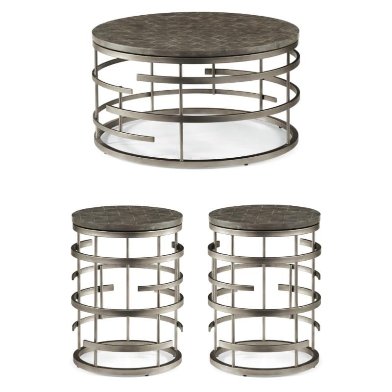 Home Square 3-Piece Set with 2 Chairside Tables and Coffee Table in Gray