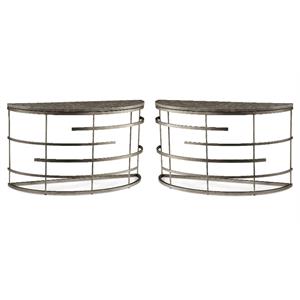 home square concrete top and metal base sofa table in gray - set of 2