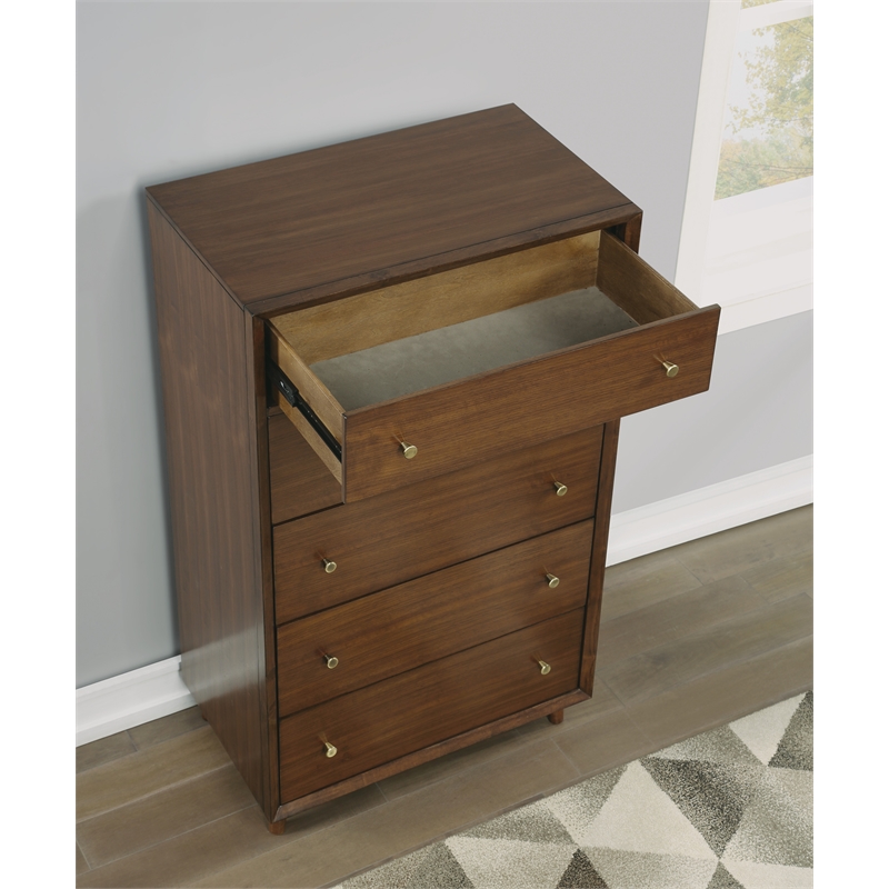 Home Square 2-Piece Set with Wood Drawer Chest and Dresser in Brown