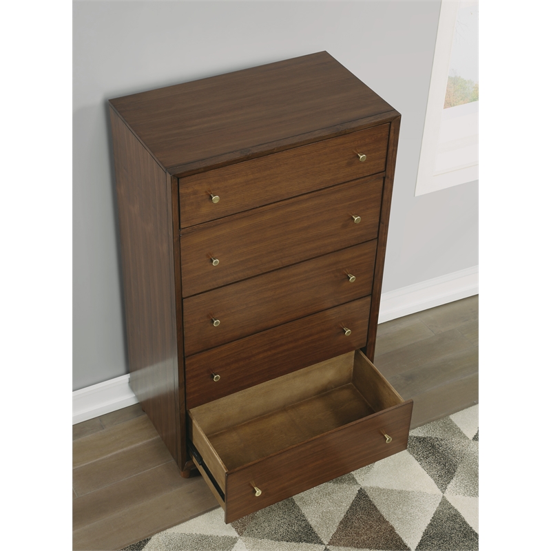 Home Square 2-Piece Set with Wood Drawer Chest and Dresser in Brown