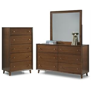 Home Square 2-Piece Set with Wood Drawer Chest and Dresser in Brown