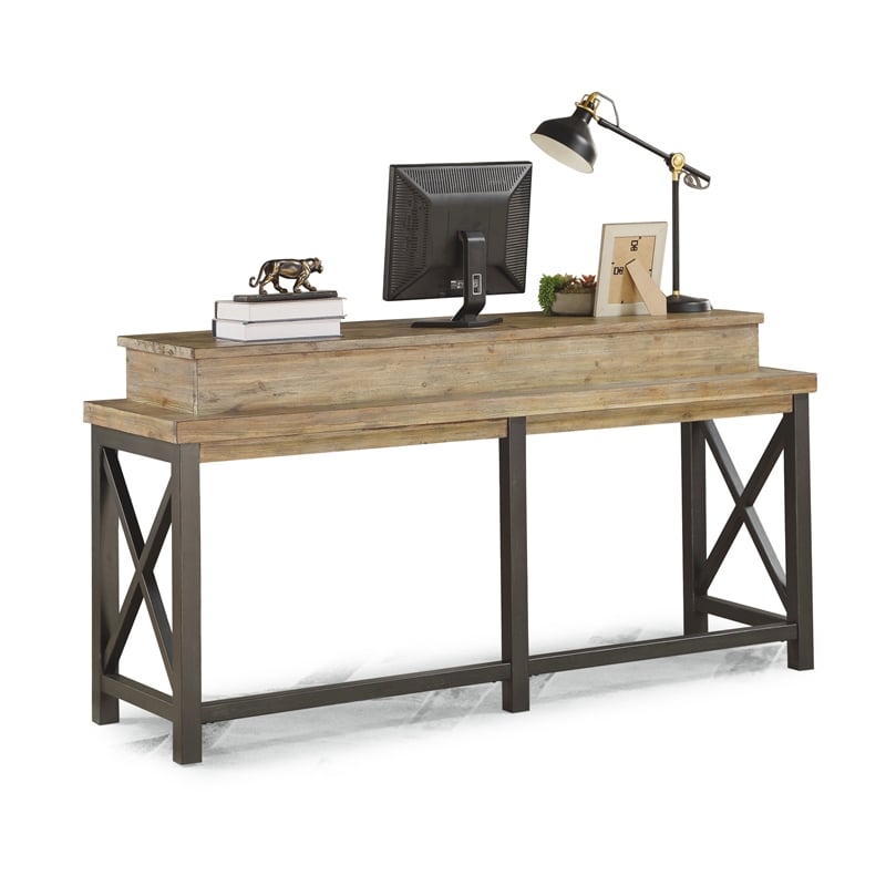 Home Square 3-Piece Set with Console and 2 Stools in Light Brown