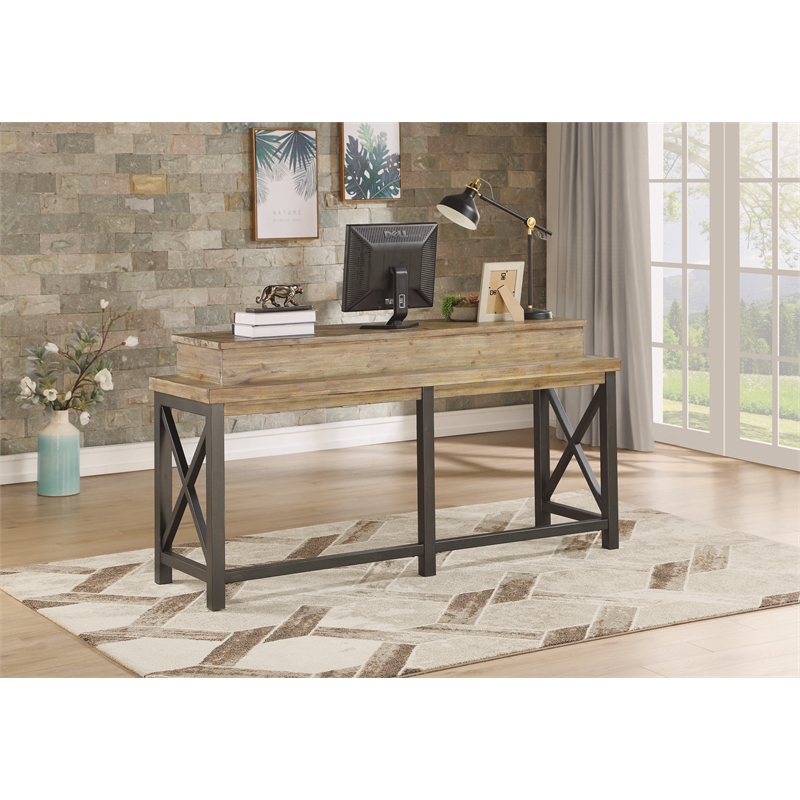 Home Square 3-Piece Set with Console and 2 Stools in Light Brown