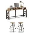 Home Square 3-Piece Set with Console and 2 Stools in Light Brown