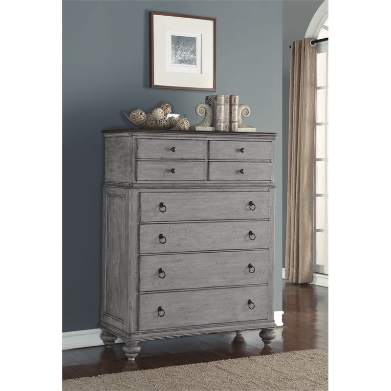 Home Square 2-Piece Set with Drawer Chest & Dresser in Weathered Gray