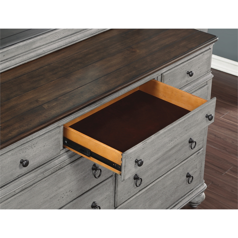 Home Square 2-Piece Set with Drawer Chest & Dresser in Weathered Gray