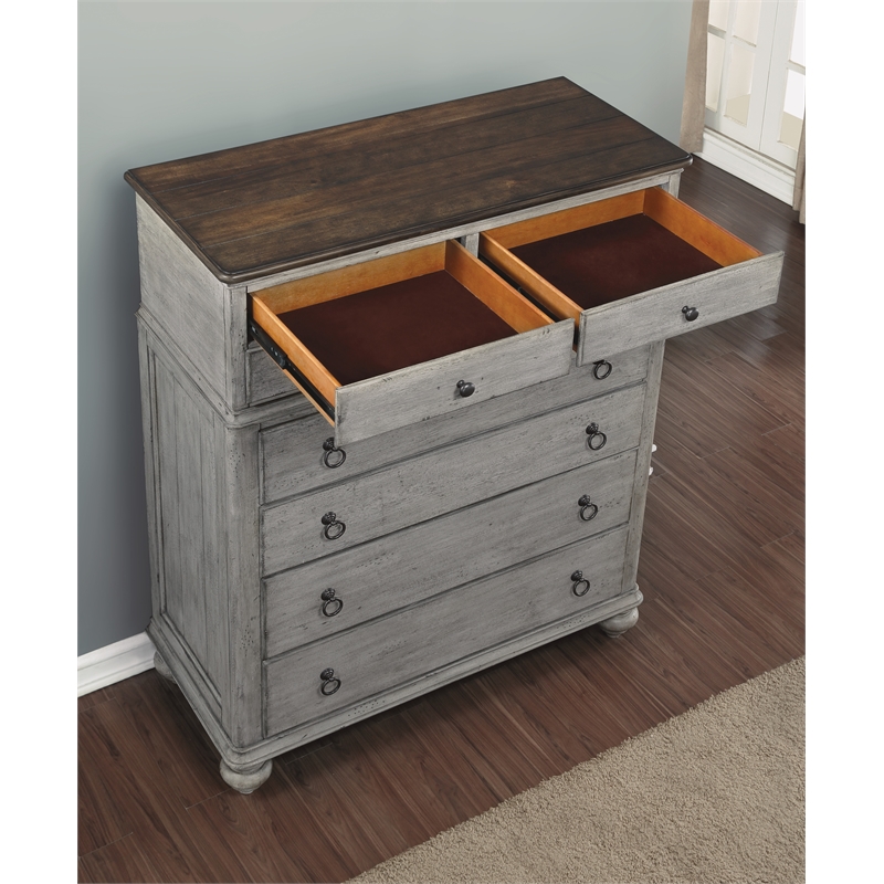 Home Square 2-Piece Set with Drawer Chest & Dresser in Weathered Gray