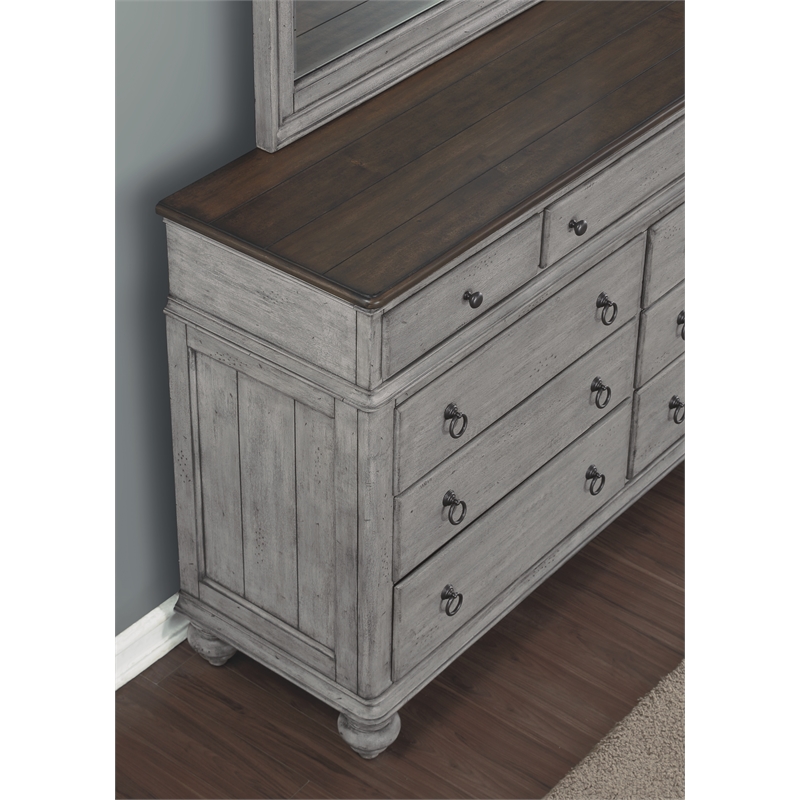 Home Square 2-Piece Set with Drawer Chest & Dresser in Weathered Gray