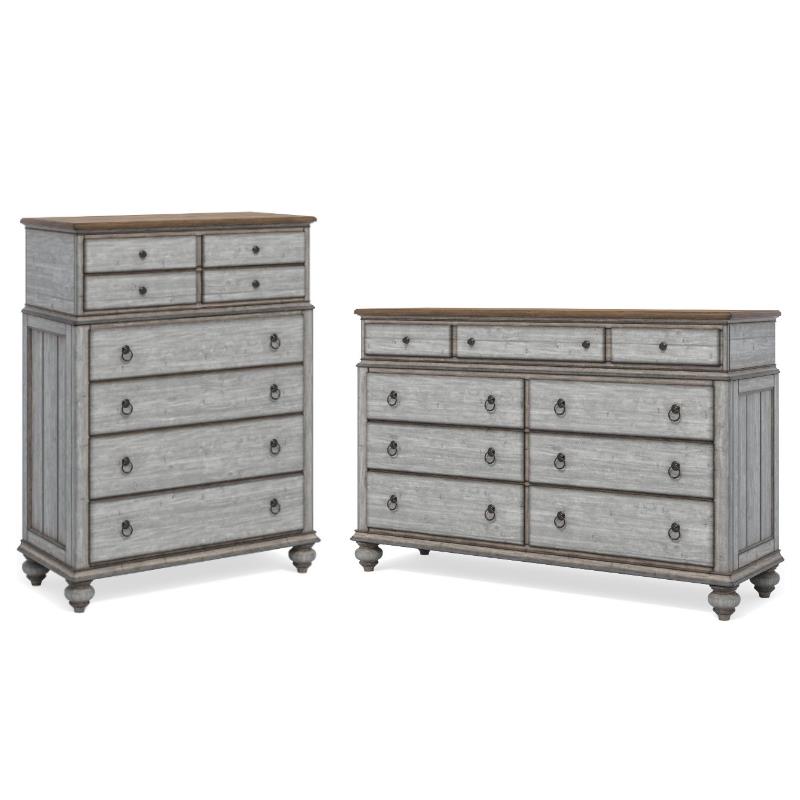 Home Square 2-Piece Set with Drawer Chest & Dresser in Weathered Gray