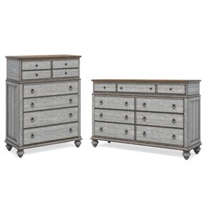 Home Square 2-Piece Set with Drawer Chest & Dresser in Weathered Gray