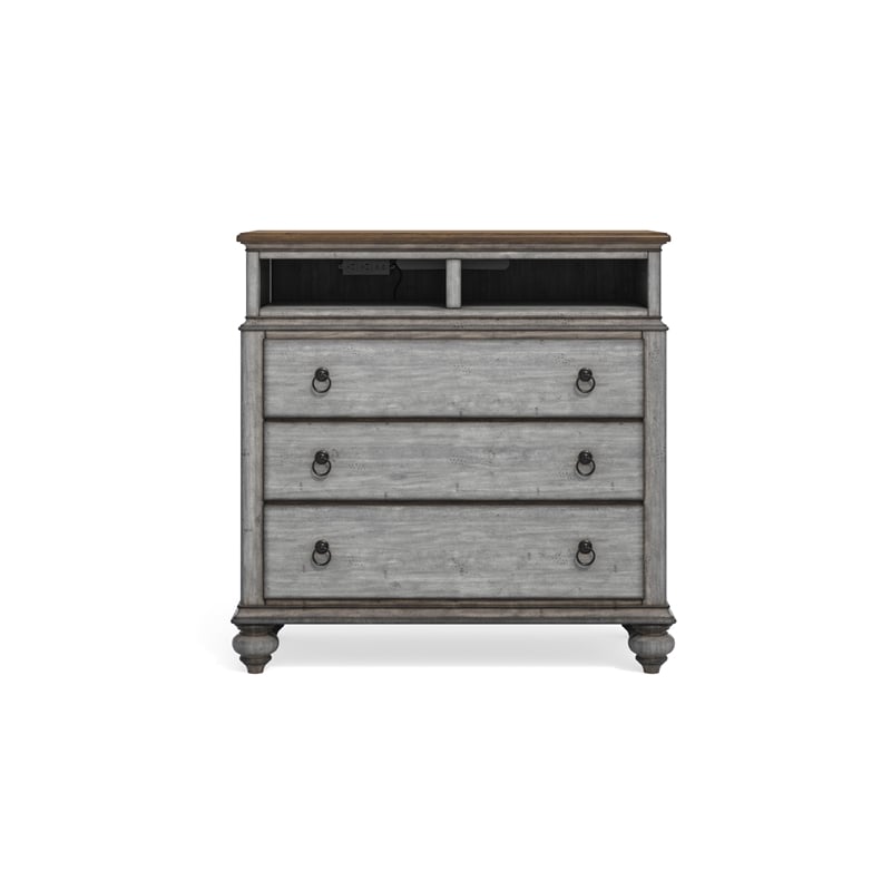 Home Square 2-Piece Set with Drawer Chest and Media Chest in Weathered Gray