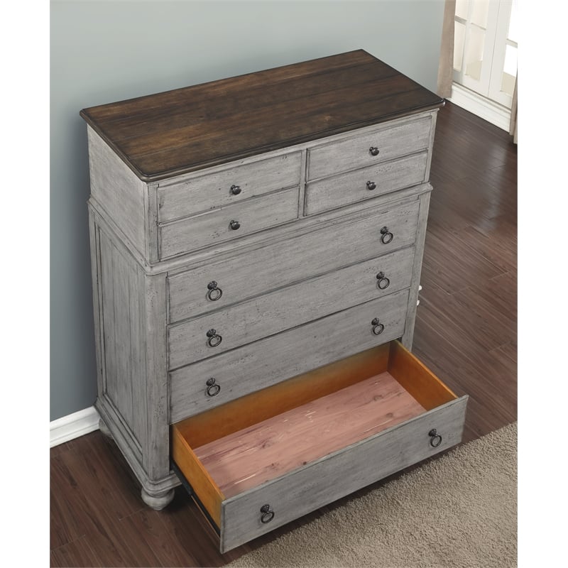 Home Square 2-Piece Set with Drawer Chest and Media Chest in Weathered Gray