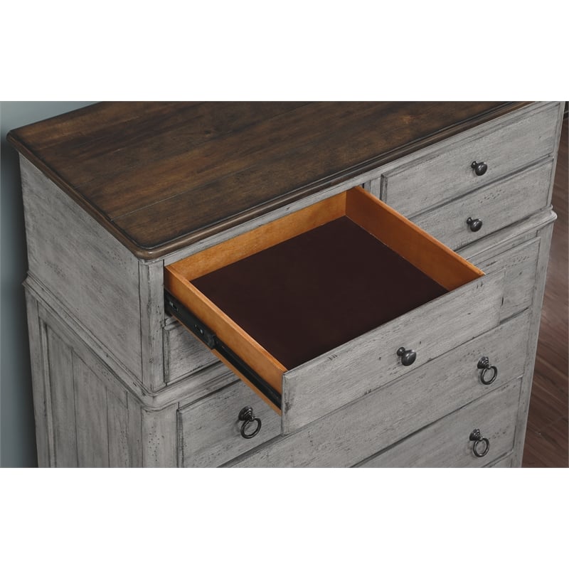 Home Square 2-Piece Set with Drawer Chest and Media Chest in Weathered Gray