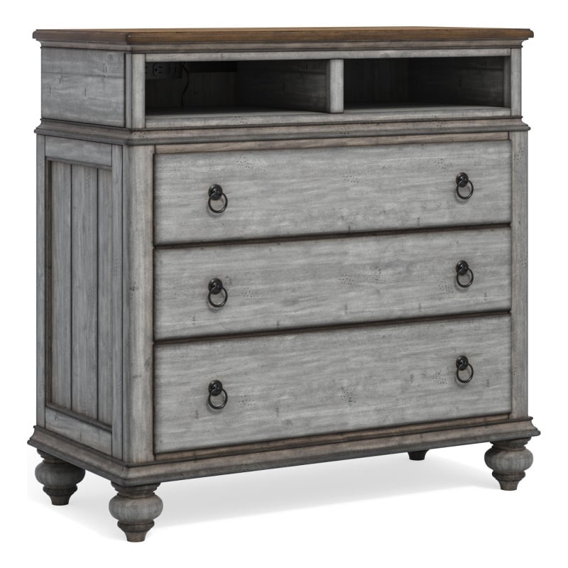 Home Square 2-Piece Set with Drawer Chest and Media Chest in Weathered Gray