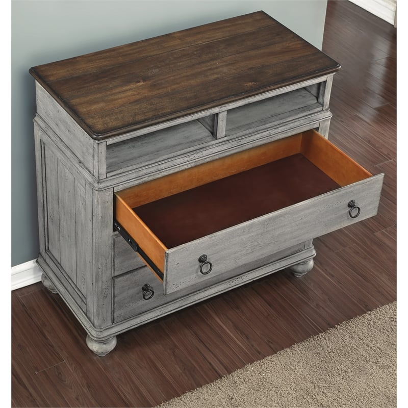 Home Square 2-Piece Set with Drawer Chest and Media Chest in Weathered Gray