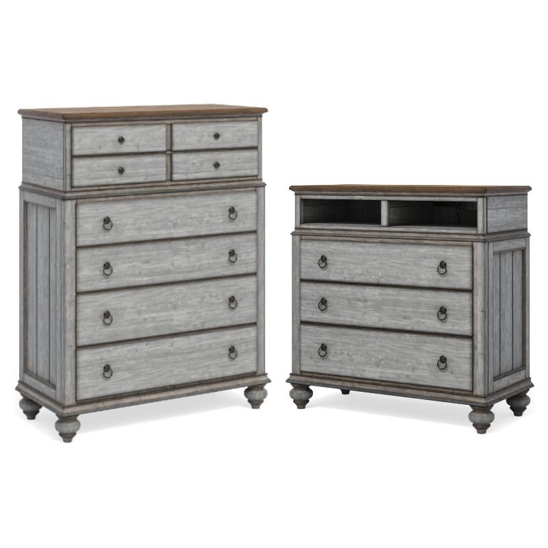 Home Square 2-Piece Set with Drawer Chest and Media Chest in Weathered Gray