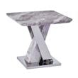 Home Square Faux Marble and Steel End Table in White and Silver - Set of 2