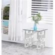 Home Square Contemporary Clear Glass End Table in Silver - Set of 2