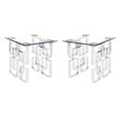 Home Square Contemporary Clear Glass End Table in Silver - Set of 2