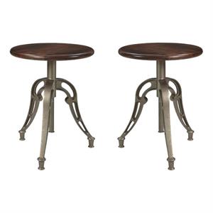 home square adjustable barstool in honey brown and antique silver - set of 2