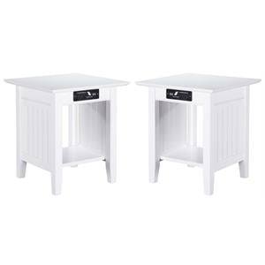 Home Square Solid Hardwood End Table in White Finish - Set of 2