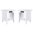 Home Square Solid Hardwood End Table in White Finish - Set of 2