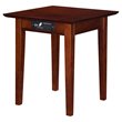 Home Square Solid Hardwood Charger End Table in Walnut - Set of 2