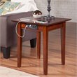Home Square Solid Hardwood Charger End Table in Walnut - Set of 2